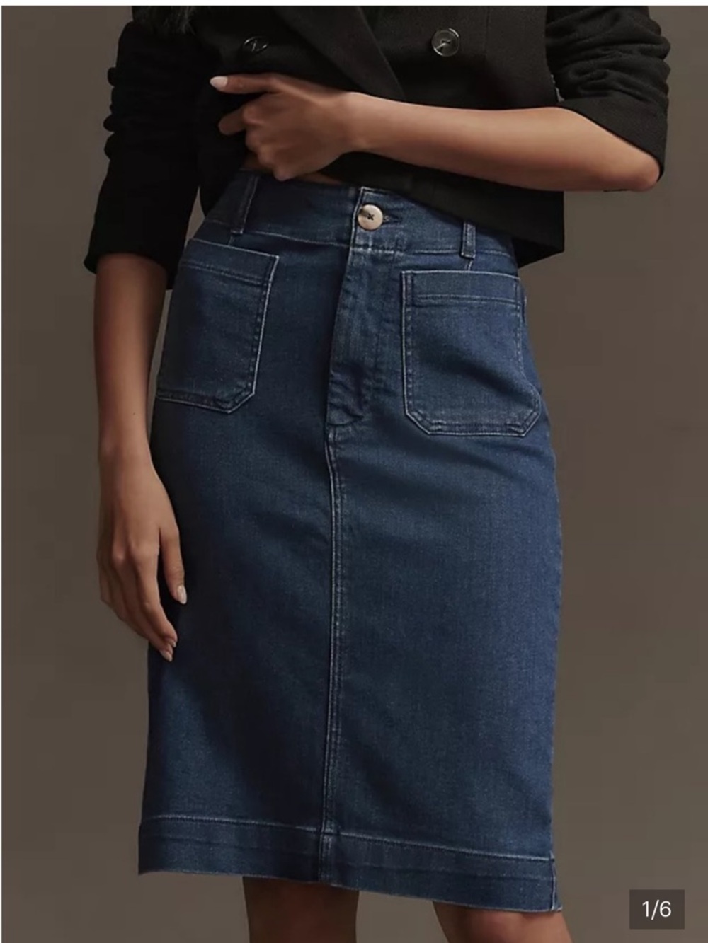 Anthropologie Maeve Denim Midi Skirt in Dark Blue